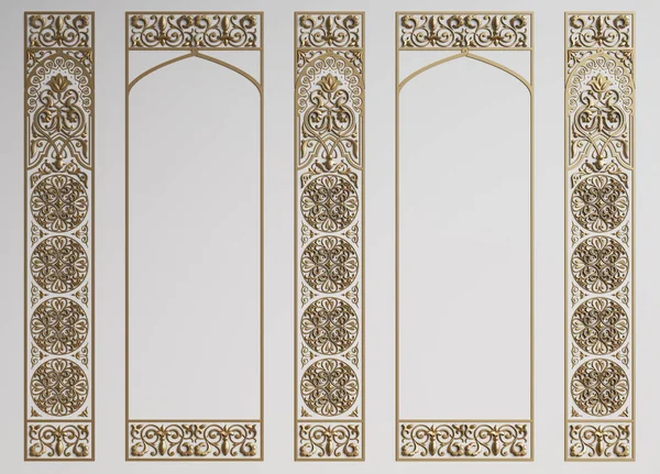 Classic Wall Mouldings Oriental Style Digital Illustration Rendering — Stock Photo, Image