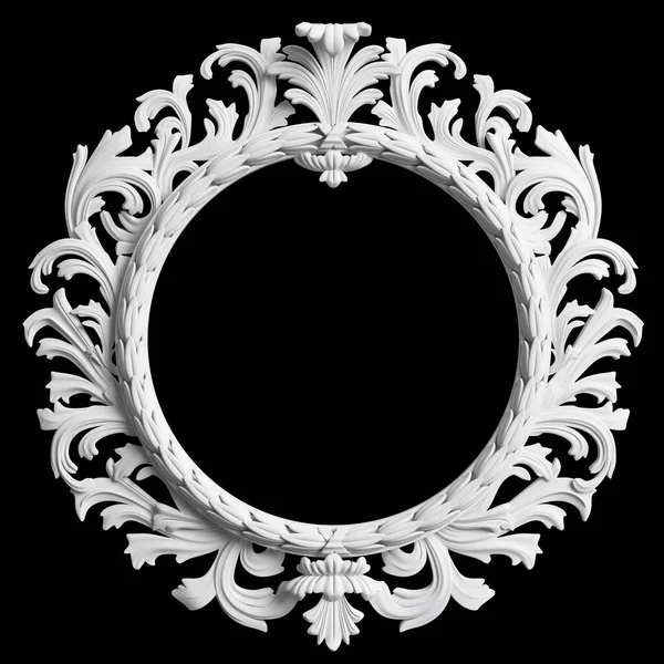 Classic White Frame Ornament Decor Isolated Black Background Digital Illustration — Stock Photo, Image