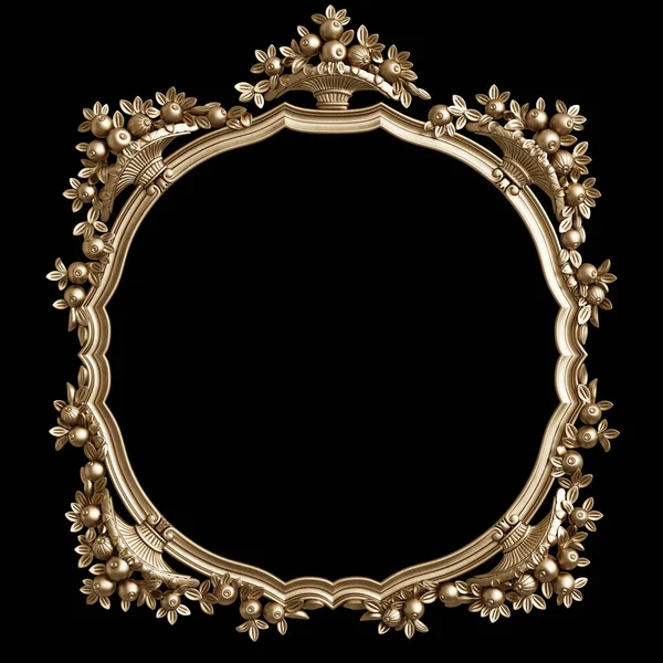 Klassieke Gouden Ronde Frame Met Ornament Decor Geïsoleerd Zwarte Achtergrond — Stockfoto