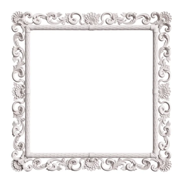 Klassiek Wit Frame Met Ornament Decor Geïsoleerd Witte Achtergrond Digitale — Stockfoto
