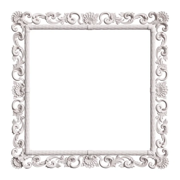 Classic White Frame Ornament Decor Isolated White Background Digital Illustration — Stock Photo, Image