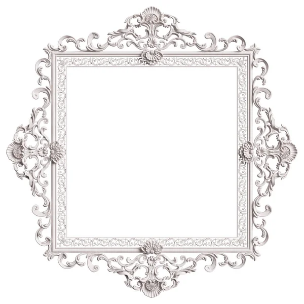 Κλασικό Λευκό Πλαίσιο Διακόσμηση Στολίδι Απομονώνονται Λευκό Φόντο Ψηφιακή Απεικόνιση — Φωτογραφία Αρχείου
