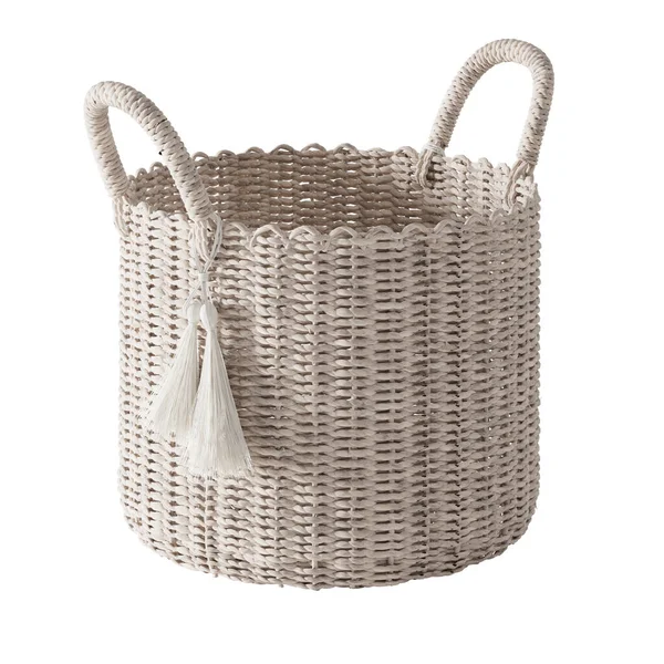 Wicker Basket Isolated White Background Digital Illustration Rendering — Stock Photo, Image