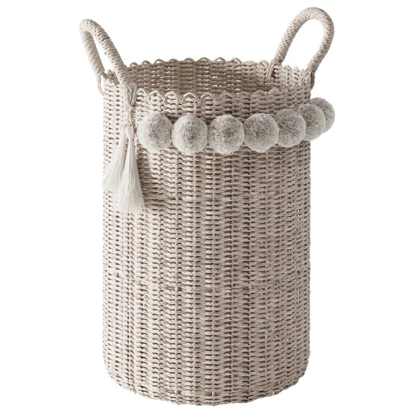 Wicker Basket Isolated White Background Digital Illustration Rendering — Stock Photo, Image