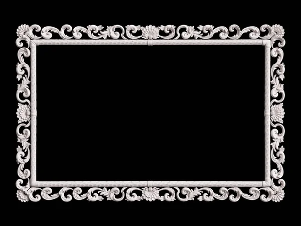 Classica Cornice Bianca Con Decorazioni Isolate Sfondo Nero Illustrazione Digitale — Foto Stock