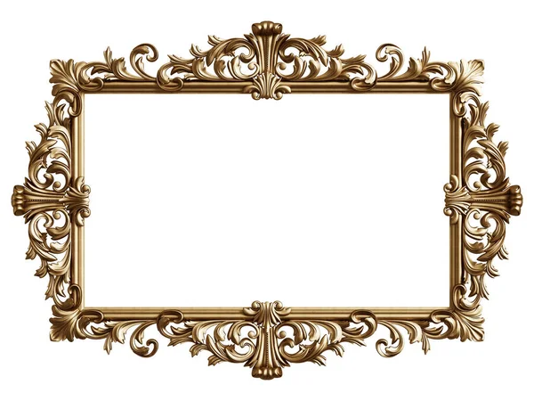 Classic Golden Frame Ornament Decor Isolated White Background Digital Illustration — Stock Photo, Image