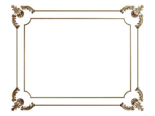 Classic Golden Frame Ornament Decor Isolated White Background Digital Illustration — Stock Photo, Image