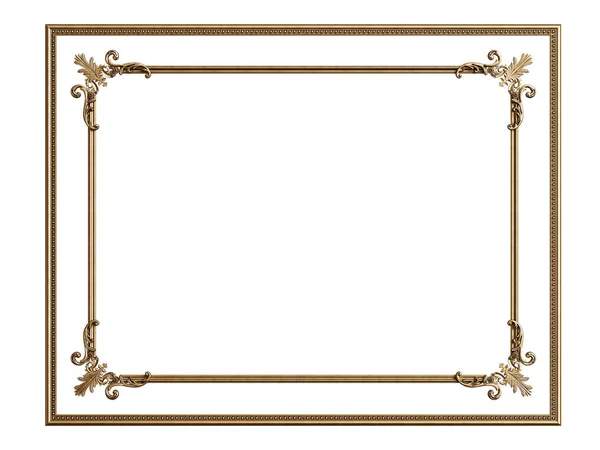 Klassischer Goldener Rahmen Mit Ornamentdekor Isoliert Auf Weißem Hintergrund Digitale — Stockfoto