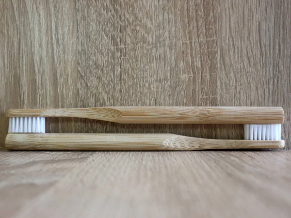 Bambusowa Szczoteczka Zębów Szczoteczka Zębów Drewna — Zdjęcie stockowe