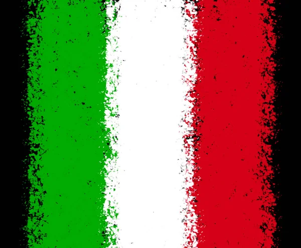 Italian Flag Painted Spray Paint Black Background — Stock fotografie