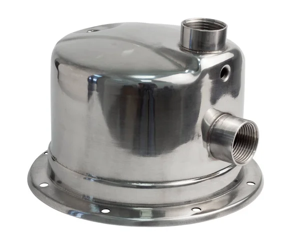 Stainless Steel Housing Suction Pump Motor Front Cover Isolated White — Stock Photo, Image