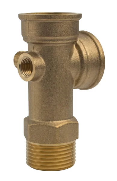 Brass Multiway Fitting Aislado Sobre Fondo Blanco — Foto de Stock