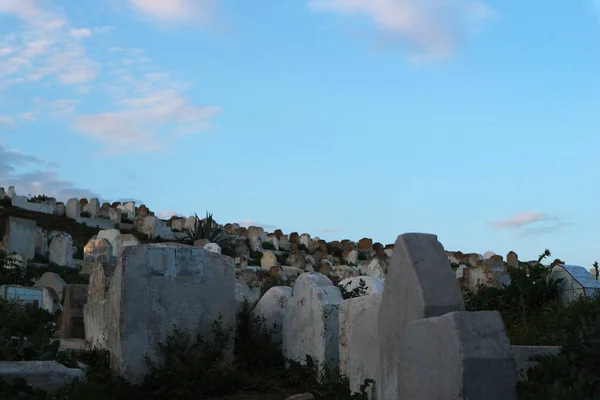 Typický Arabský Hřbitov Fezu Maroku Přehled Morockánských Hrobů — Stock fotografie