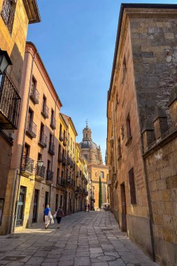 SALAMANCA, İspanya - 16 Ağustos 2025: Salamanca, İspanya 'daki tarihi Salamanca Üniversitesi, Avrupa' nın en eski üniversitelerinden biridir ve İspanyol Rönesans mimarisinin bir sembolüdür..