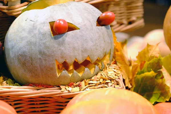 Halloween Est Fête Mort Citrouille Avec Sourire — Photo