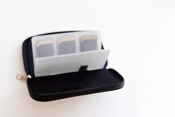 Flash card storage box. Small bag to carry your memory cards.