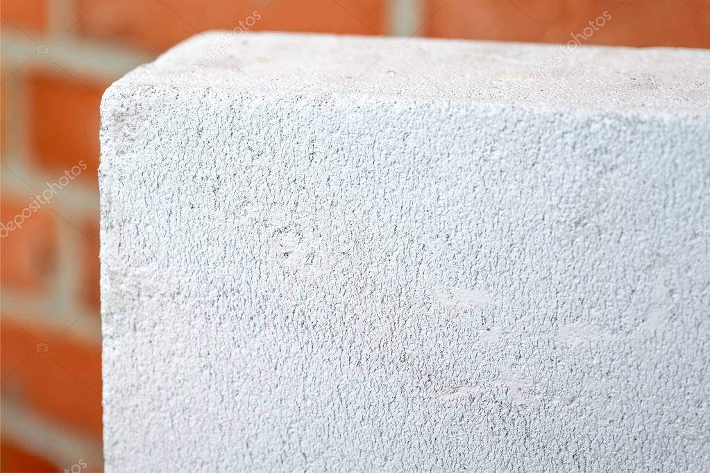 Aerated concrete block. white Autoclaved aerated concrete stack