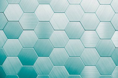 Gümüş metal arka plan. Geometrik altıgenler. Farklı renk