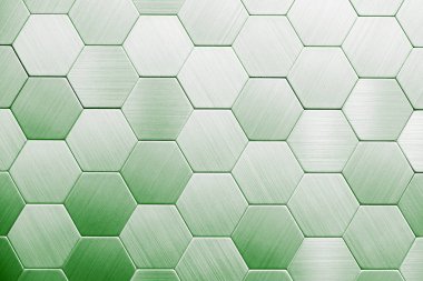 Gümüş metal arka plan. Geometrik altıgenler. Farklı renk