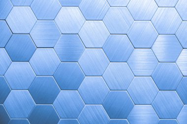 Gümüş metal arka plan. Geometrik altıgenler. Farklı renk