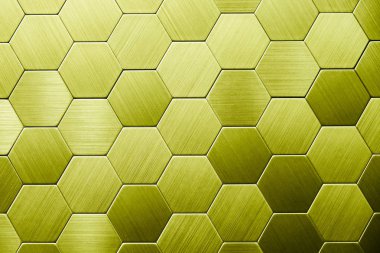 Gümüş metal arka plan. Geometrik altıgenler. Farklı renk