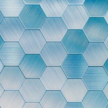 Gümüş metal arka plan. Geometrik altıgenler. Farklı renk