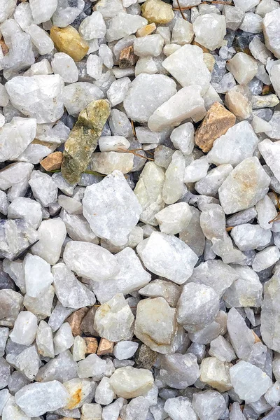 Раздробленный Белый Каменный Фон Белый Щебень Следы Гравия Текстура Гравия — стоковое фото