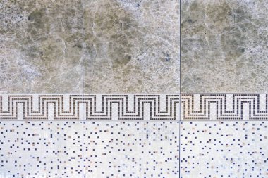 Seramik süs eşyaları ile. Mozaik, seramik fayans mutfak, soyut desen için. Farklı renk.