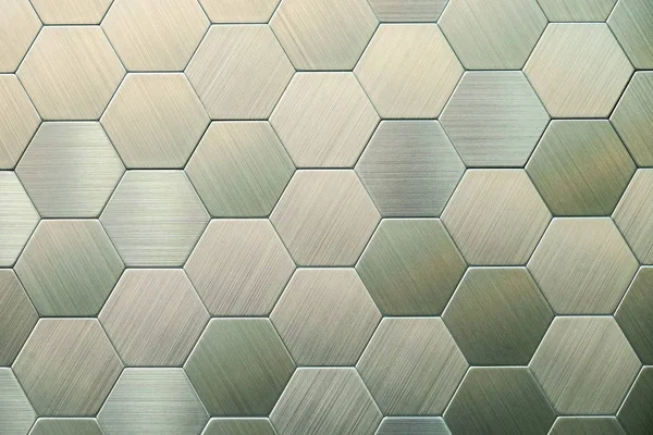 Fondo Abstracto Metal Plateado Hexagones Geométricos Color Diferente — Foto de Stock