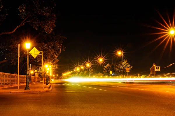 Noite Cidade Rua Luzes Bokeh Fundo Escuridão Luzes Noturnas Cidade — Fotografia de Stock