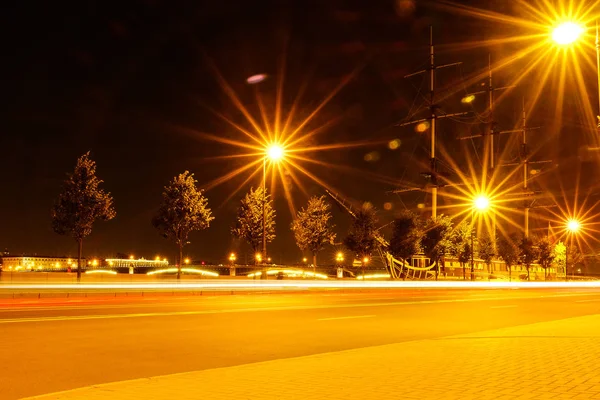 Noite Cidade Rua Luzes Bokeh Fundo Escuridão Luzes Noturnas Cidade — Fotografia de Stock