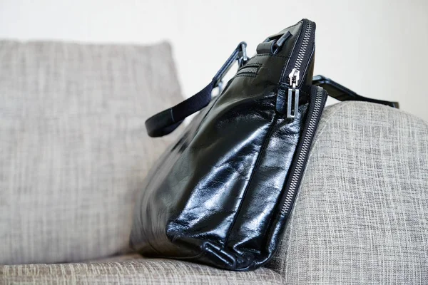 Zip Leather Bag Close — Stock Photo, Image