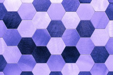 Gümüş metal arka plan. Geometrik altıgenler. Farklı renk