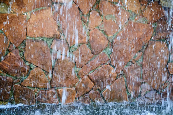 Cascada Diseño Paisajístico Decorada Con Piedra Natural —  Fotos de Stock