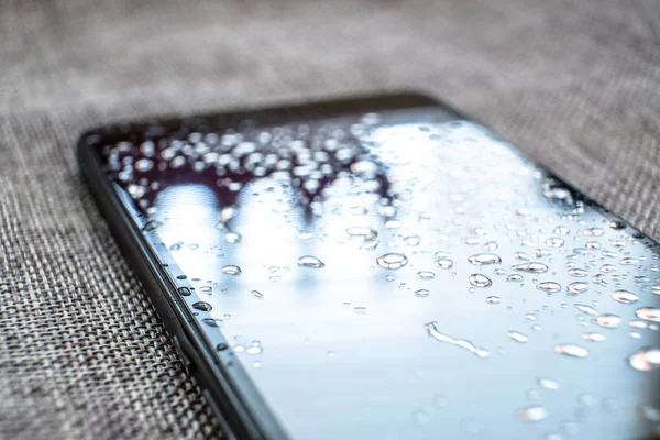 Raindrops Glass Wet Rainy Day World Reflected Drops — Stock Photo, Image