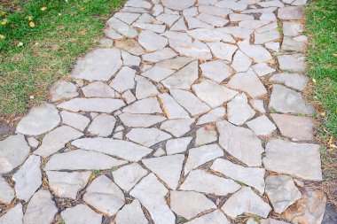 Antik Granit kaldırım. Yukarıdan görmek. Kaldırım.