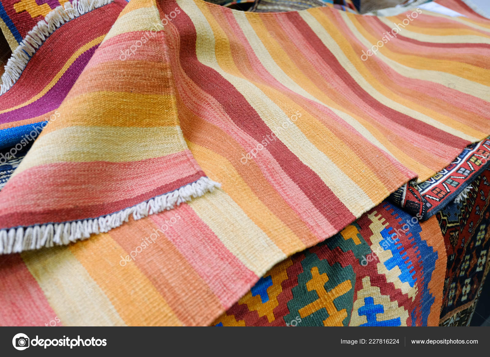 Colorful Traditional Peruvian Style Close Rug Surface Textures — Stock