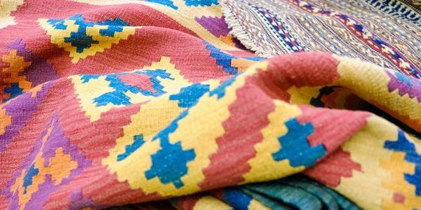 Colorful Traditional Peruvian Style Close Rug Surface Textures — Stock Photo, Image