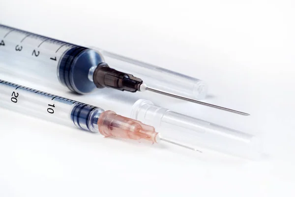 Disposable Syringe Plastic Insulin Syringe Insulin Syringe Lid Open Shows — Stock Photo, Image