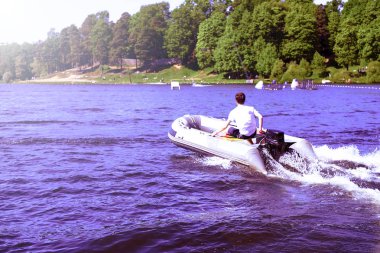 Modern hava ile şişirilen lastik hız motorlu tekne su