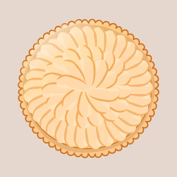 Tarta de manzana sobre fondo beige. Ilustración vectorial . — Vector de stock