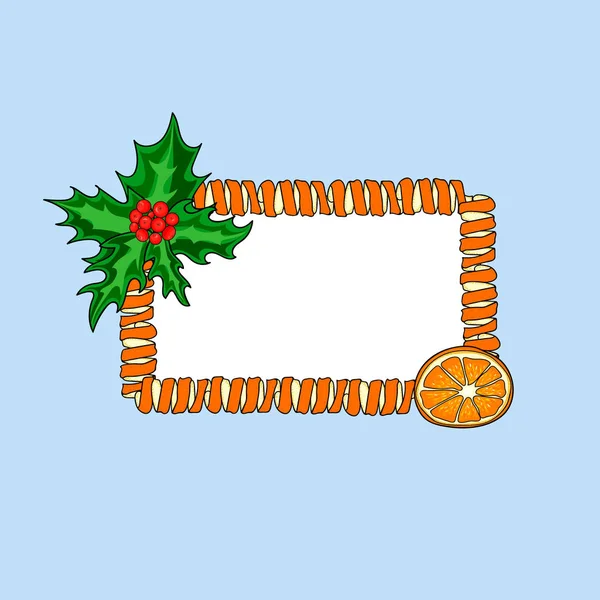 New Year banner. Place for text in a frame of orange peel. — Stock Vector