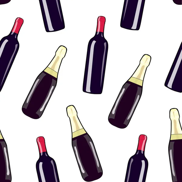 Uma garrafa de vinho e uma garrafa de champanhe —  Vetores de Stock