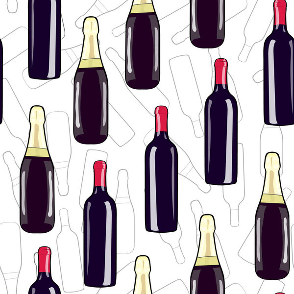 Бутылка вина и бутылка шампанского.