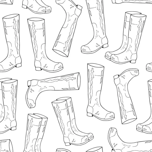 Απρόσκοπτο μοτίβο. Ελαστικές μπότες. Λευκό φόντο. Ζωγραφική χεριών. Εικονογράφηση διανύσματος. — Διανυσματικό Αρχείο