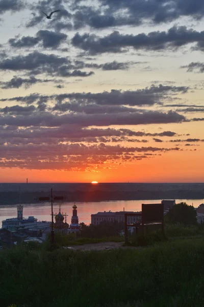 Sunrise Volga Nizhny Novgorod — Stock Photo, Image