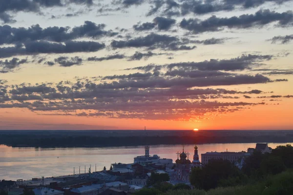 Zonsopkomst Boven Wolga Nizjni Novgorod — Stockfoto