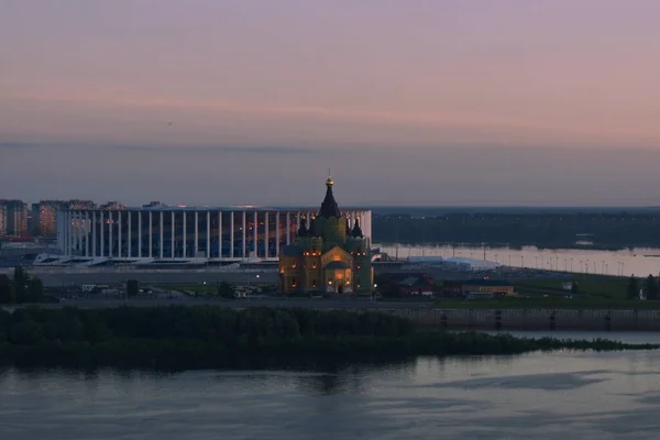 Panoráma Oka Volga Folyók Összefolyására Nyizsnyij Novgorod — Stock Fotó