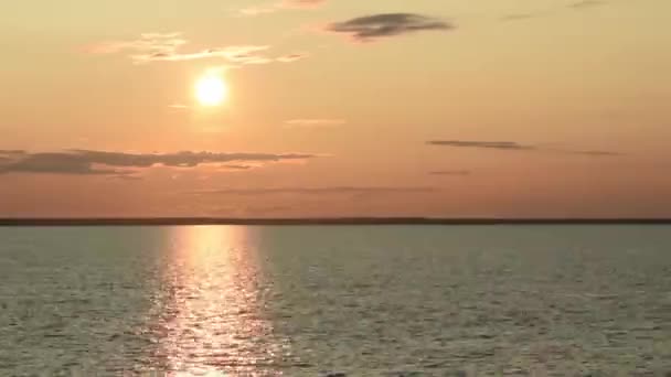 Coucher Soleil Chaud Coloré Sur Volga Timelapse — Video