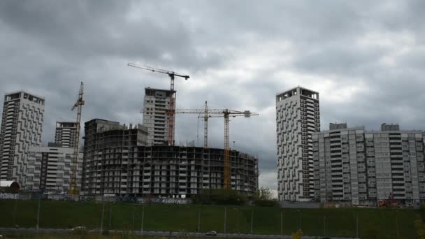 Construcción Complejo Apartamentos Ciudad — Vídeo de stock